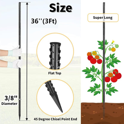 Rebar Stakes 36 inches 16-Pack Concrete Form Stakes Straight 3/8" Diameter Rebar Ground Metal