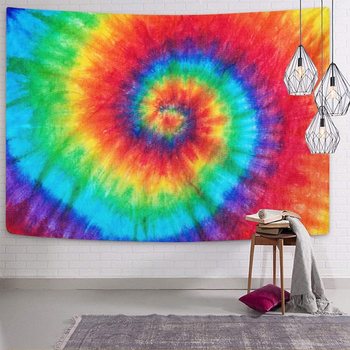 Emvency Tapestry Colorful Rainbow Spiral Tie Dye Pattern Color Dyed Batik Home Decor Wall Hanging