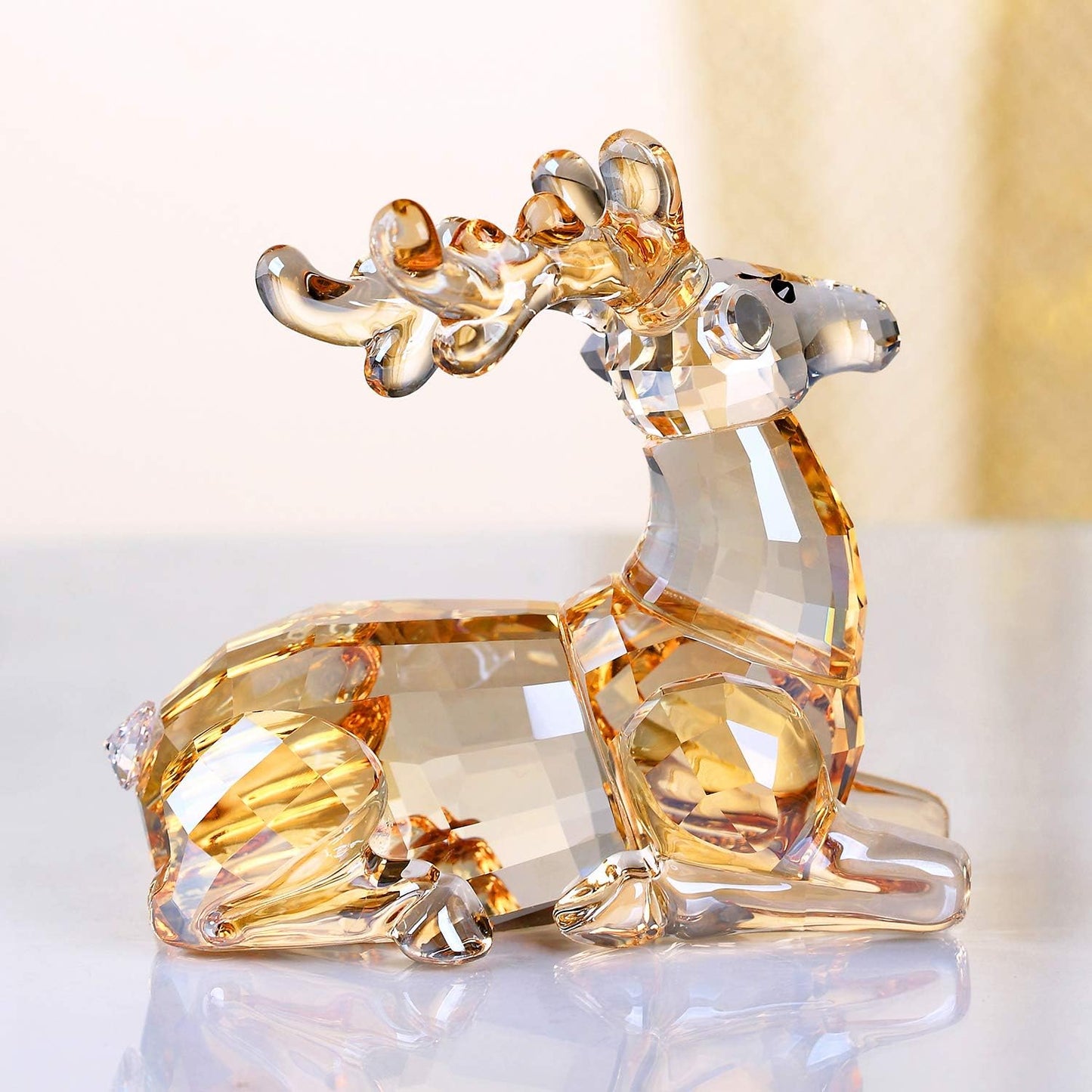DOJOZ Crystal Deer Animals Lovely Elegant Craft Decorations for Home Ornaments Christmas