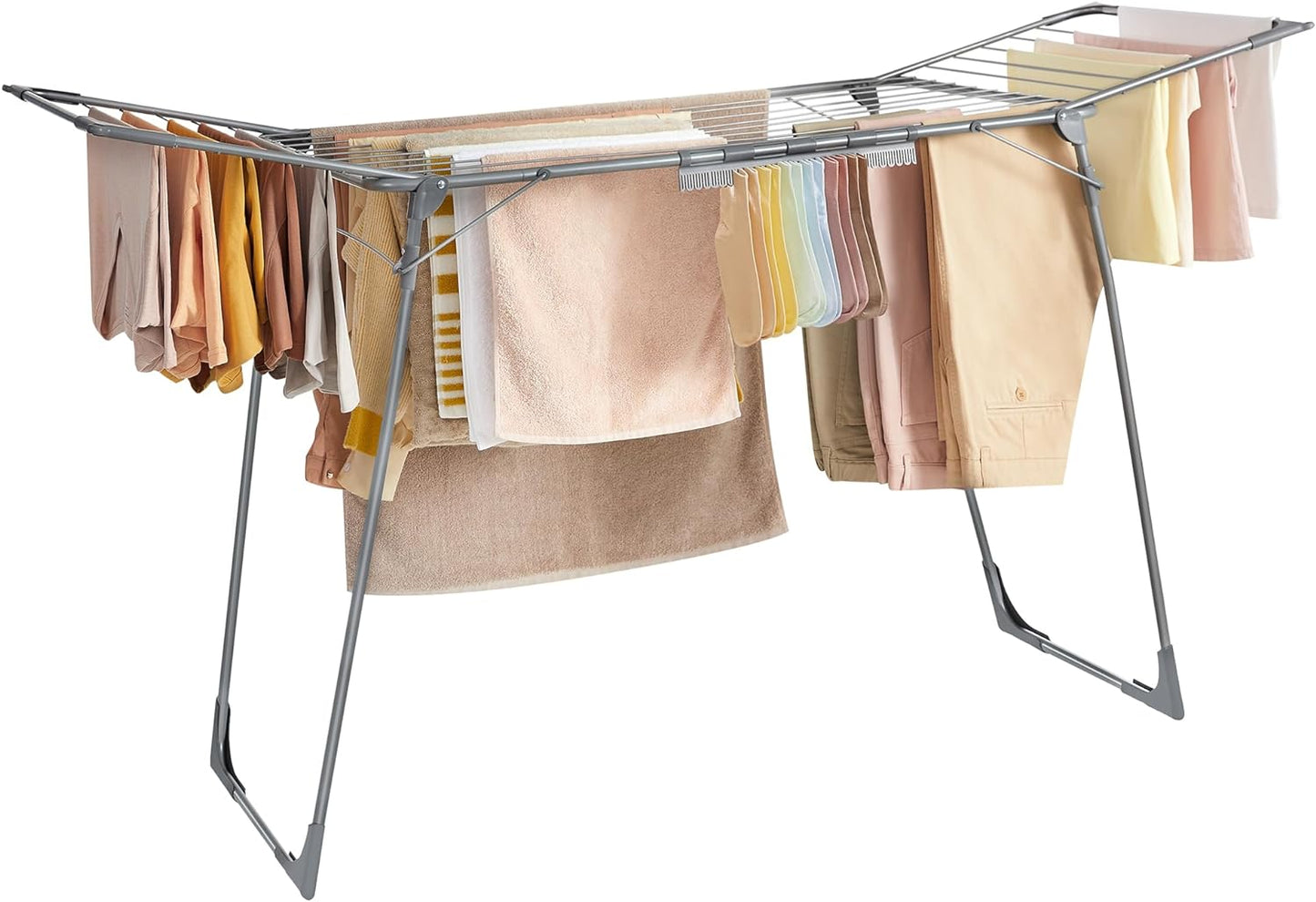 SONGMICS Clothes Drying Rack Foldable, Gullwing Laundry Drying Rack, Space-Saving, 22.2 x 68.1 x 38