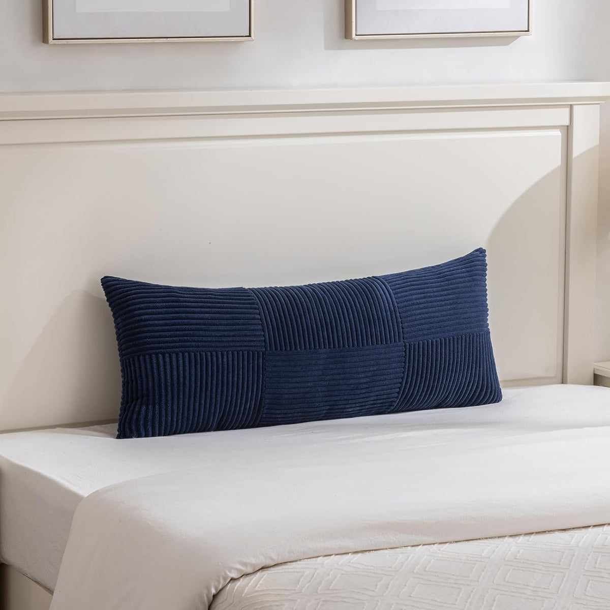 Fancy Homi Set of 2 Navy Blue Boho Long Lumbar Body Decorative Throw Pillow Cover 14x36 Inch for