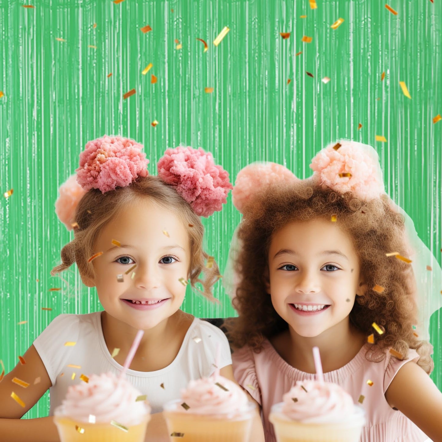 3 Pack Foil Fringe Backdrop - Pastel Light Green Shiny Tinsel Curtains for Party Decoration/Photo