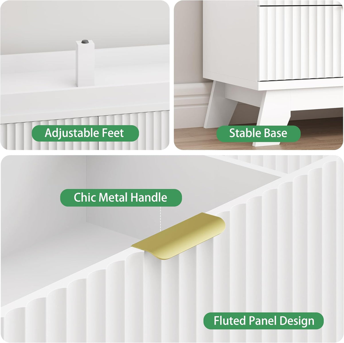Fluted Dresser for Bedroom with 7 Drawers, 48" Wide Modern Chest of Drawers with Metal Handle