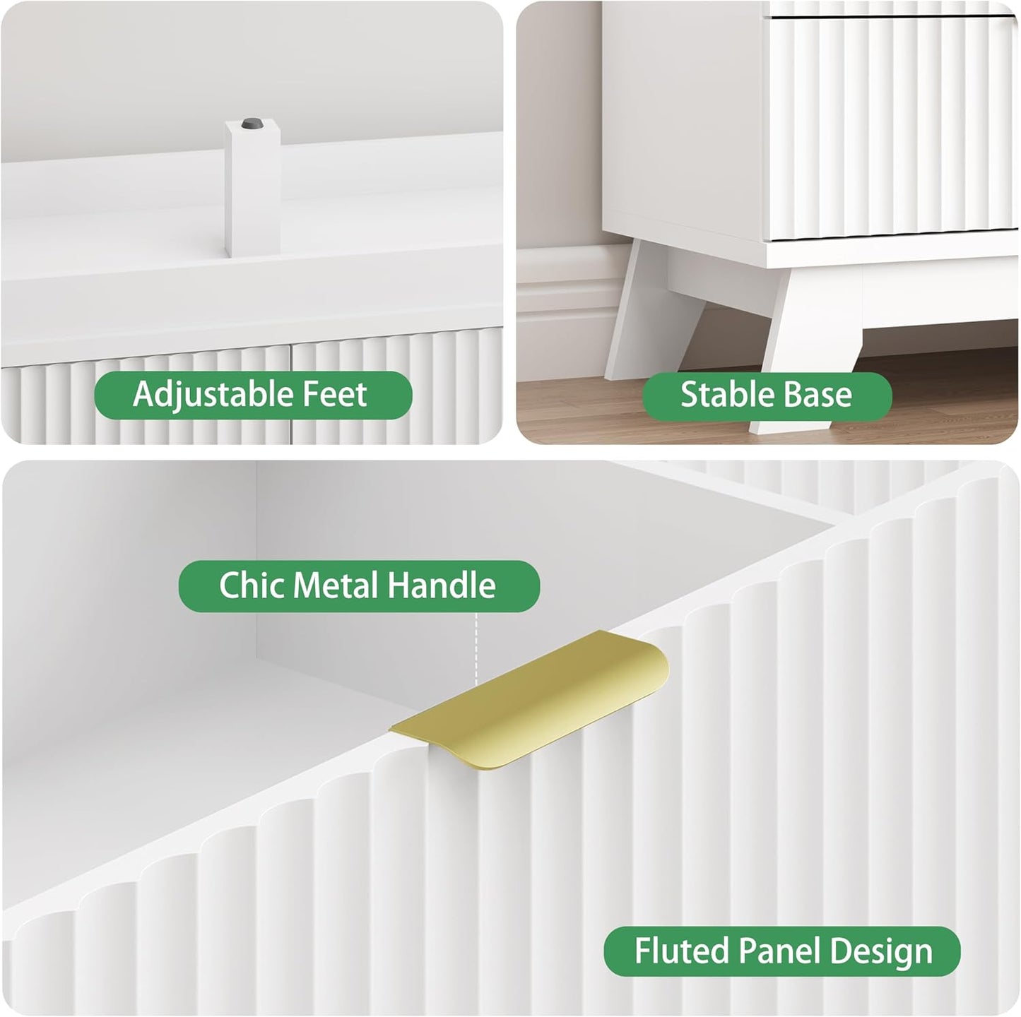 Fluted Dresser for Bedroom with 6 Drawers, 48" Wide Modern Chest of Drawers with Metal Handle