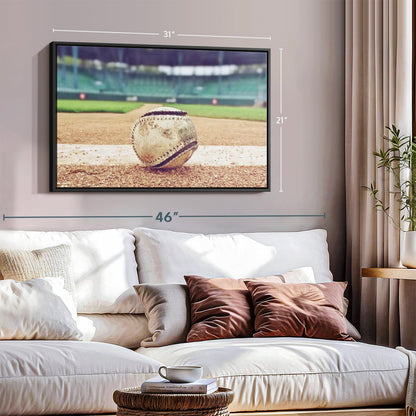 ElephantStock Baseball In Stadium Wall Art - Horizontal Framed Canvas - 1-Piece Living Room Wall