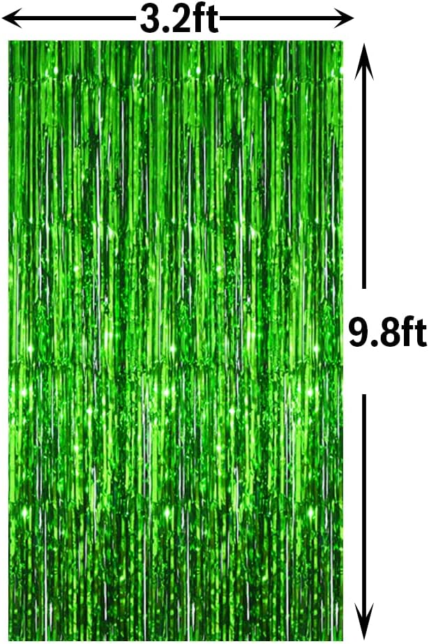 GOER 6.4 ft x 9.8 ft Metallic Tinsel Foil Fringe Curtains,Pack of 2 Party Streamer Backdrop for St.