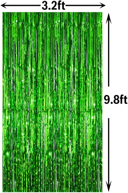 GOER 6.4 ft x 9.8 ft Metallic Tinsel Foil Fringe Curtains,Pack of 2 Party Streamer Backdrop for St.
