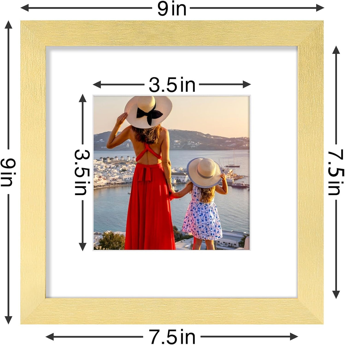 Vittanly 8x8 Picture Frames Set of 9, Shatter Resistant Plexiglass, Display 4x4 Pictures with Mat