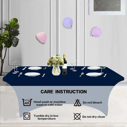 IVAPUPU 2 Pack 4FT Table Cloth for Rectangular Fitted Events Stretch Jean Blue Table Covers