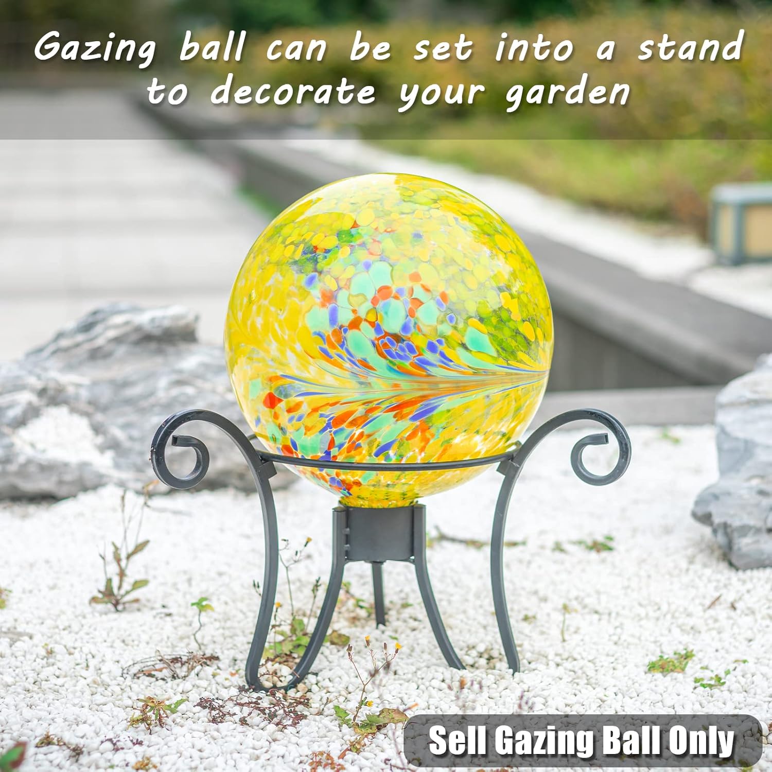 VCUTEKA Gazing Ball, Glass Gazing Balls Sphere for Garden Lawn Outdoor Ornament Yard Decorative