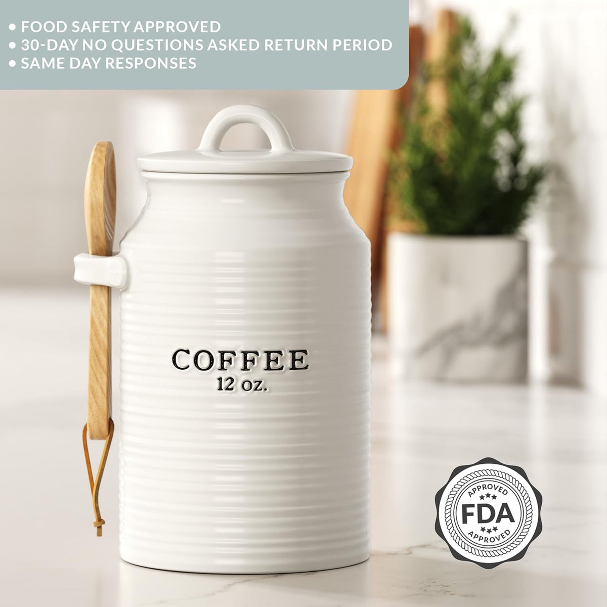 Barnyard Designs Coffee Canister for Kitchen Counter, Decorative Ceramic Coffee Container, Rustic