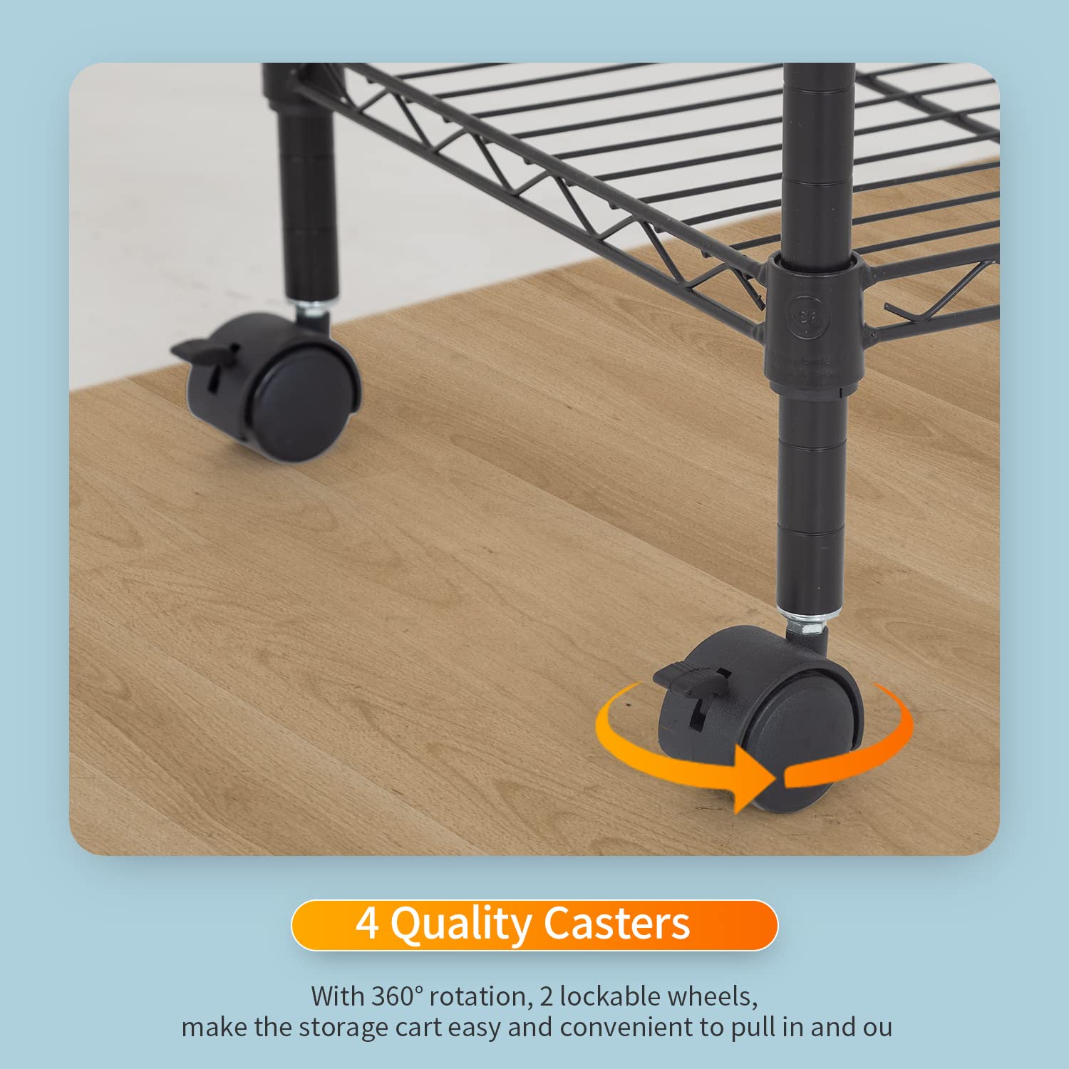 FDW Wire Shelving Metal Storage Shelves 23L x 13W x 32H 3 Tier Layer Storage Shelves with Wheels