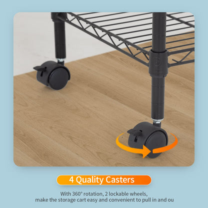 FDW Wire Shelving Metal Storage Shelves 23L x 13W x 32H 3 Tier Layer Storage Shelves with Wheels