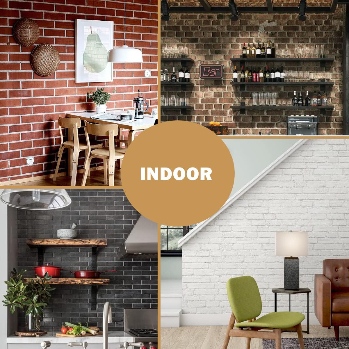 100 Vintage Brown/Red Faux Brick Wall Tiles, 3D Thin Brick Veneers for Bedroom, Bathroom, Kitchen