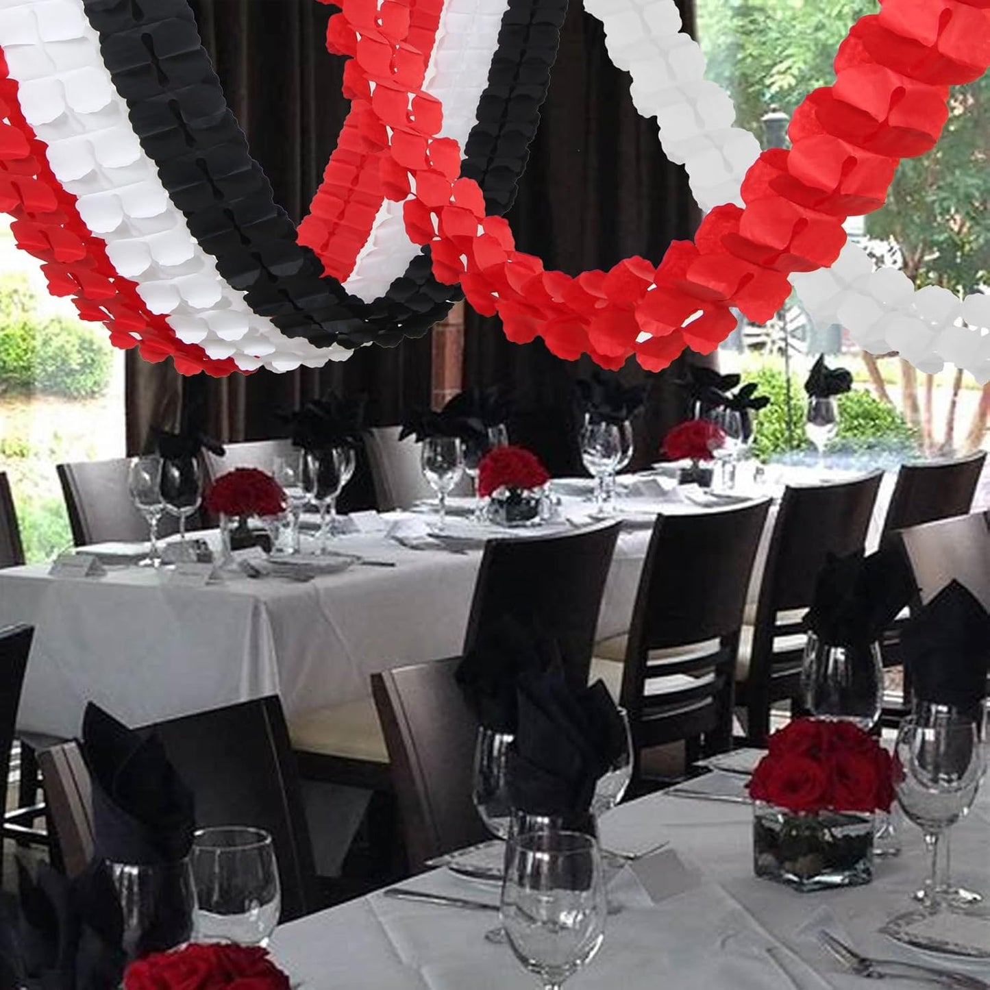 Black White-Red Party-Decorations Streamers Garland - 157Ft Graduation Four-Leaf Clover Hanging