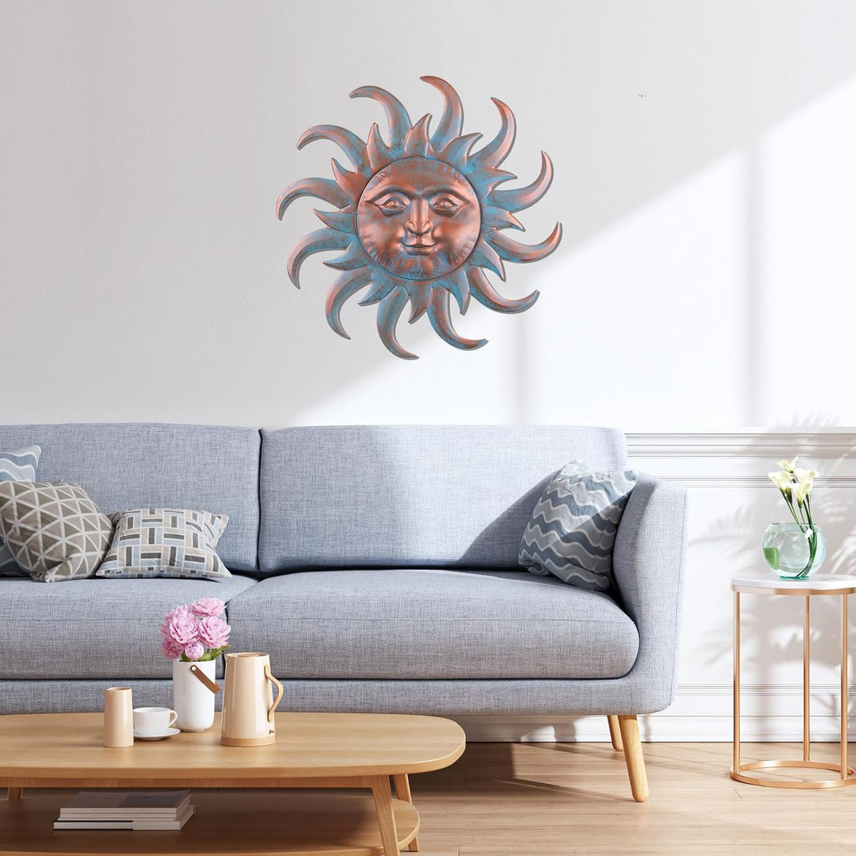 VZVXCC Sun Metal Wall Art Outdoor Decor - Cute Sun Face Metal Wall Sculpture Statues Wall Art