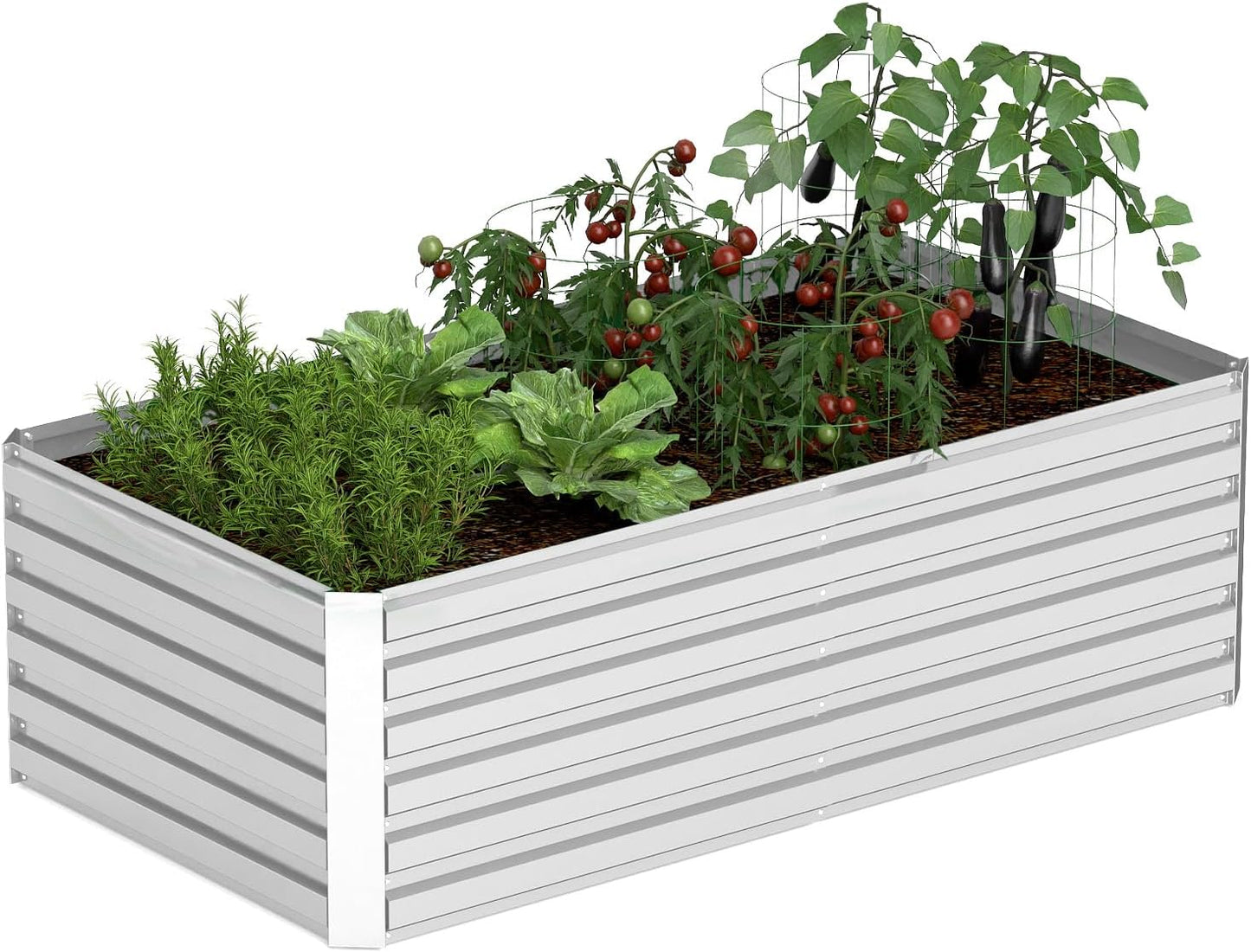 8x4x2 ft Raised Garden Bed, Large Metal Planter Raised Beds, Planters for Outdoor Plants for
