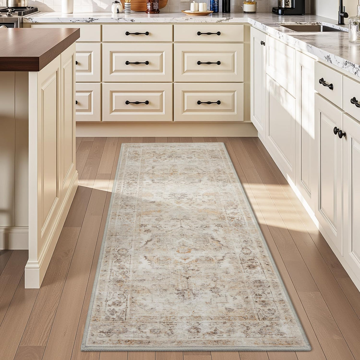 AMOAMI-2X6 Runner Rug-Washable Runners for Hallways-Soft Non Slip Bedside Rugs for Bedroom-Vintage