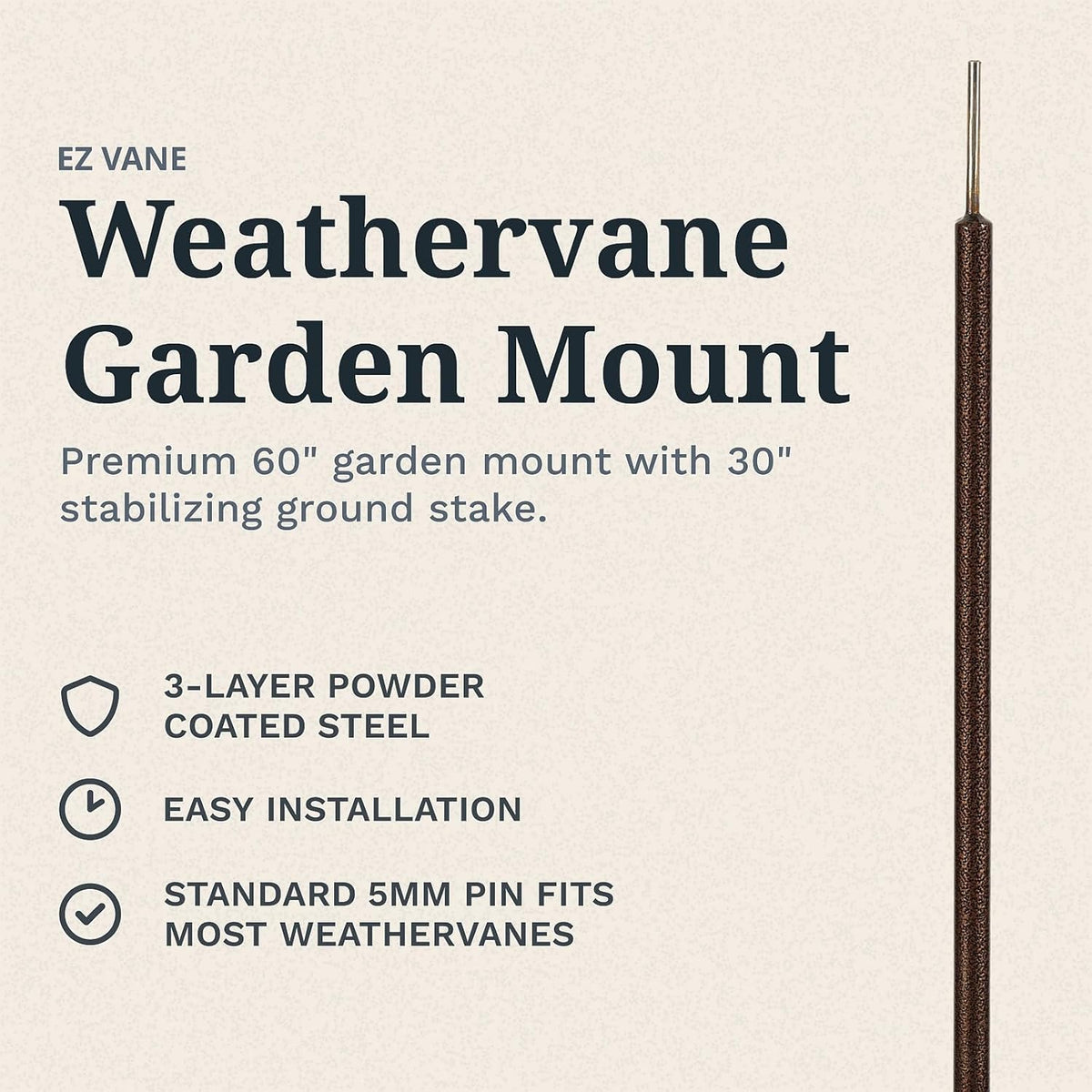 EZ Vane Steel Birdhouse Weathervane 80” Height, Includes Metal Garden Mount, Wind Cups & Brackets |