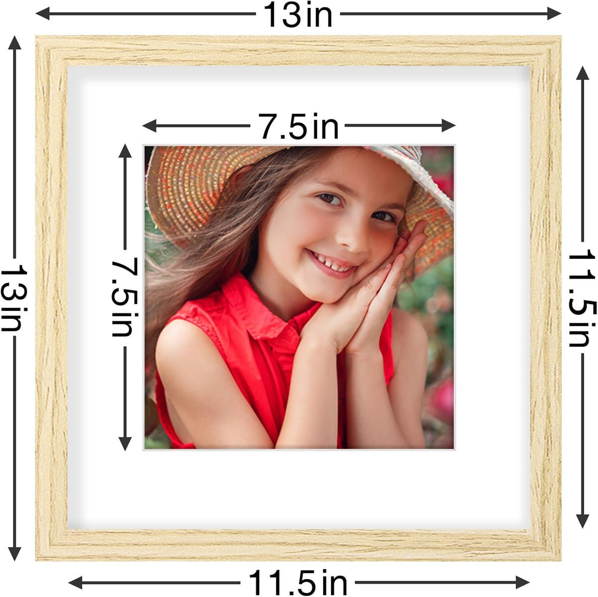 Vittanly 12x12 Picture Frames Set of 9, Shatter Resistant Plexiglass, Display 8x8 Pictures with Mat