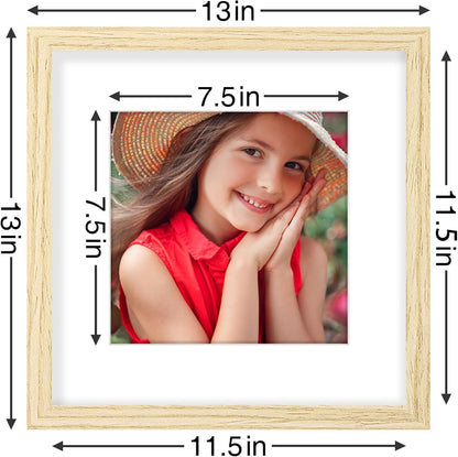 Vittanly 12x12 Picture Frames Set of 9, Shatter Resistant Plexiglass, Display 8x8 Pictures with Mat