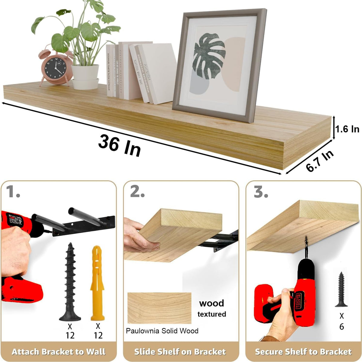 IAE Floating Wall Shelves 36 inch,Bathroom Shelves Wall Mounted,Invisible Shelves Floating Kitchen