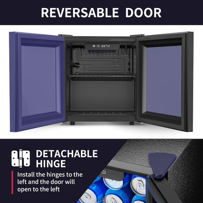48 Can Beverage Refrigerator Cooler, Mini Fridge Glass Door with Adjustable Shelves, Freestanding