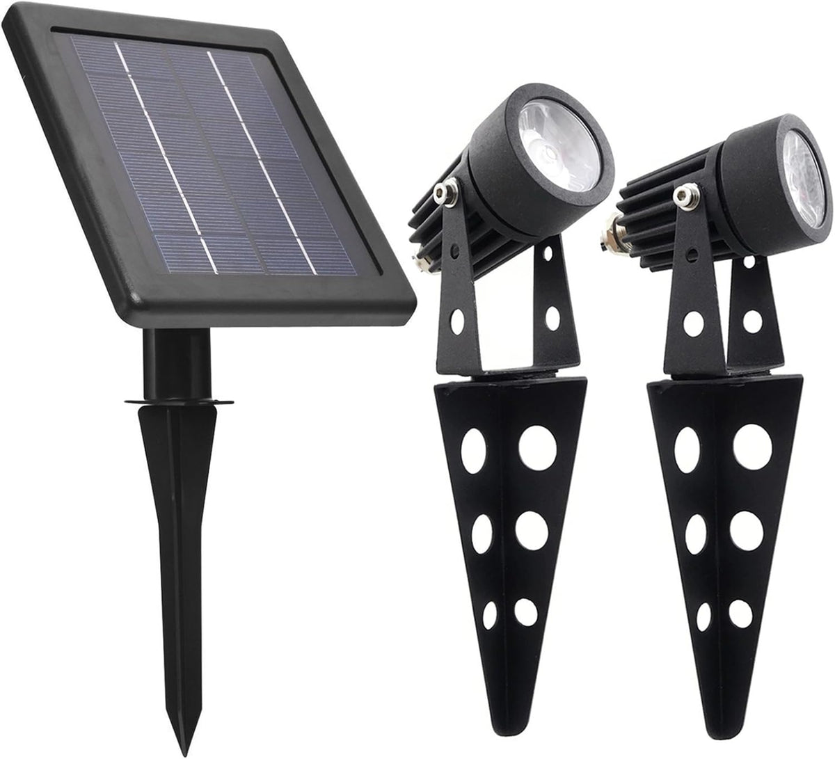 MINI 50X Twin Solar-Powered Cast Aluminium Warm White LED Spotlight 60-100 Lumen Per Light Fixture