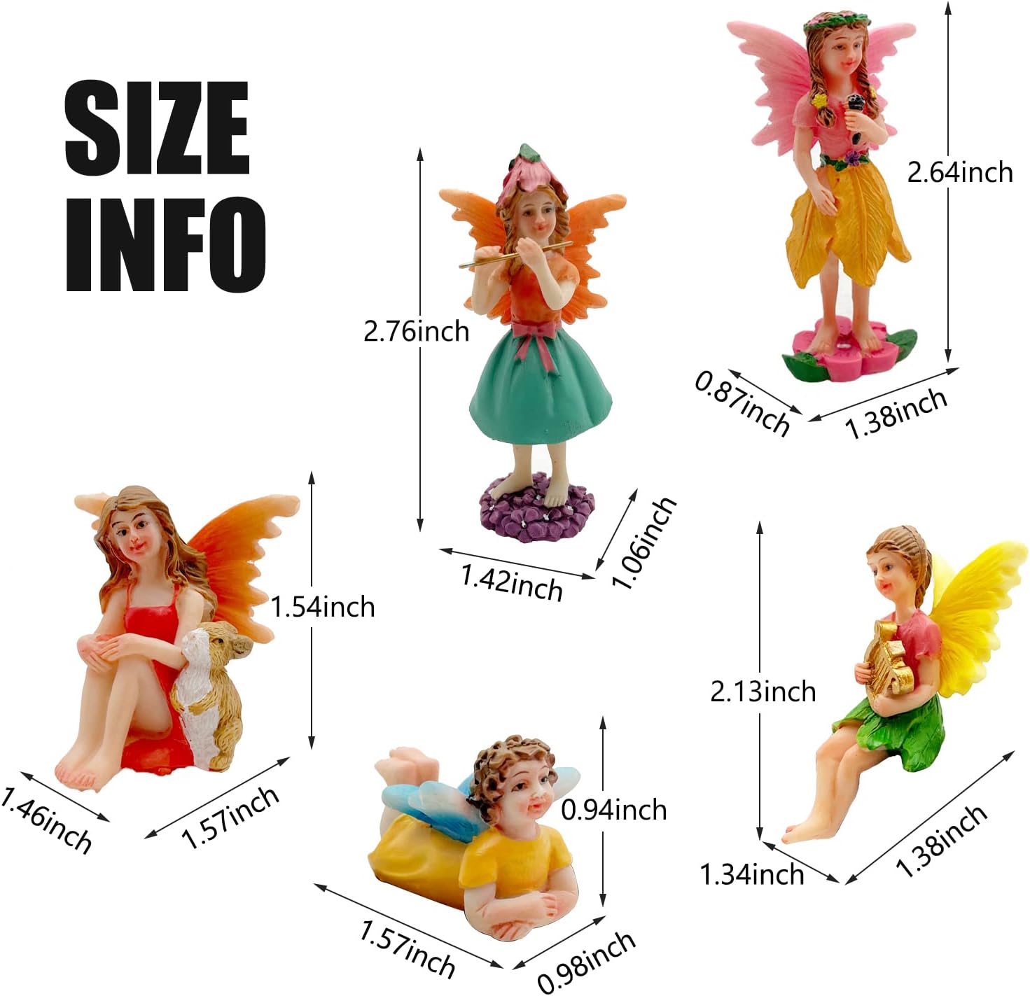 Fairies Set of 10 Pcs Miniature Garden Figurines - Outdoor Decor Art for Fall Winter, Outdoor
