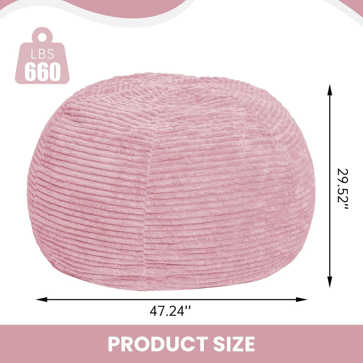 Large Bean Bag Chair, 5FT Giant Beanbag Chairs with Memory Foam Filled, Bean Bag Chairs for Adults
