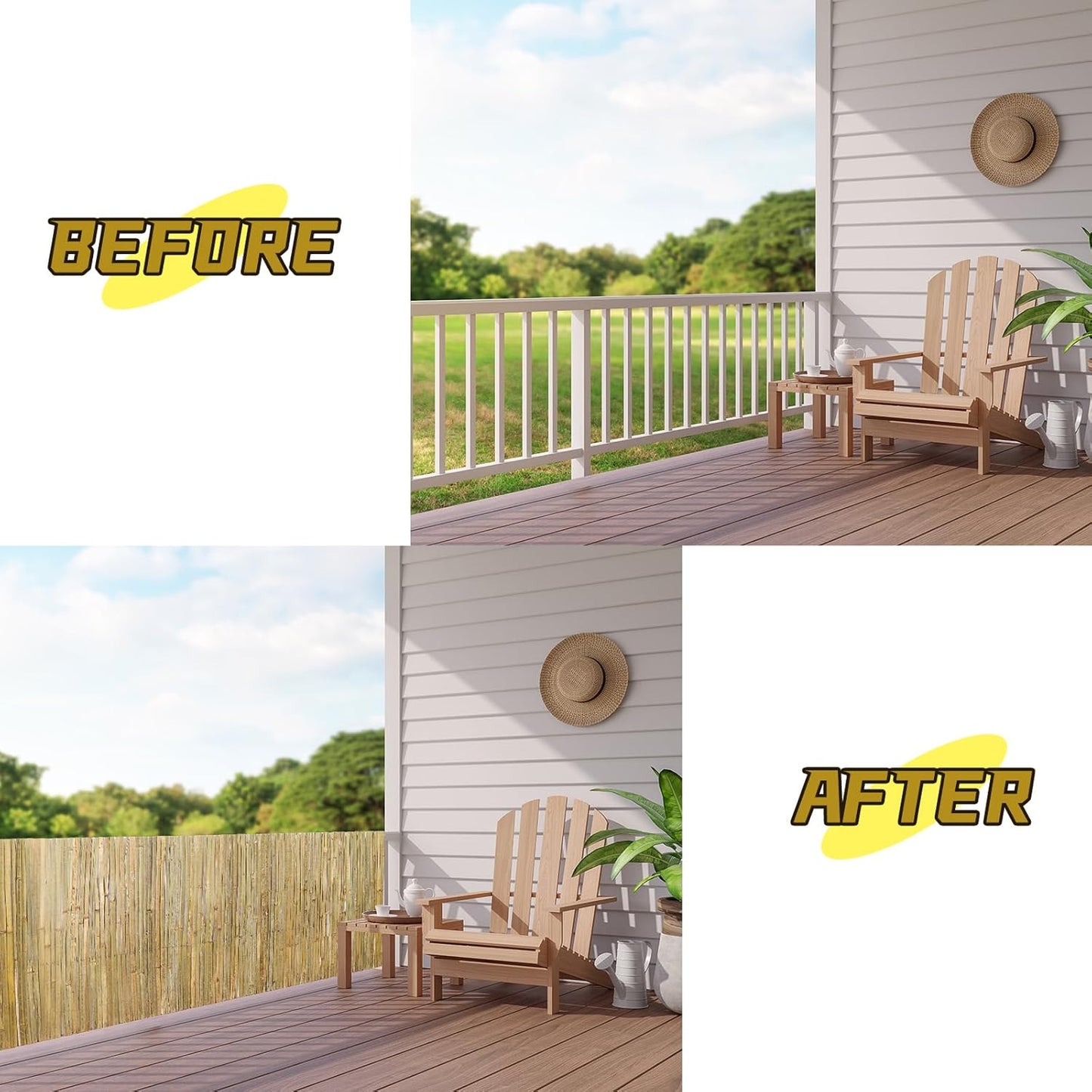 Natural Bamboo Slat Screening,6FT x 13FT Bamboo Fence Panel for Garden Privacy Fence Screen for