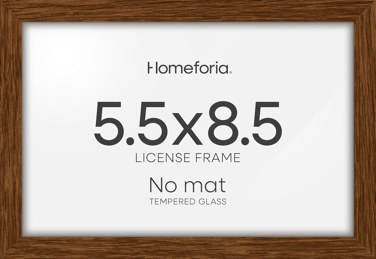 Homeforia 5.5 x 8.5 Business License Frame Brown, High End Dark Oak 5.5x8.5 Wooden Certificate