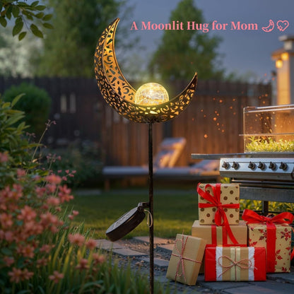 TAKE ME Moon Solar Lights Garden Outdoor Decor Waterproof Metal Solar Stakes Lights for Patio Yard