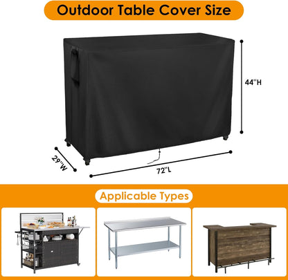 Kingling Outdoor Table Cover for Bar Table, 72 Inch Waterproof Patio Bar Cover for Outdoor Prep