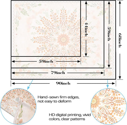 Lunerfex Floral Mandala Tapestry Boho Tapestry for Bedroom Peach Tapestries Wall Hanging Living