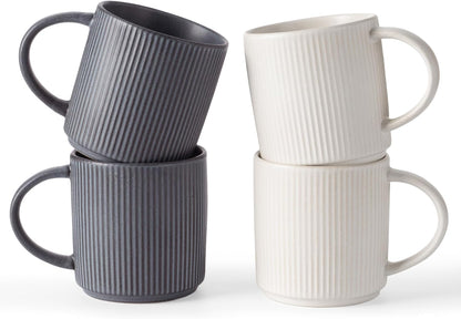 famiware Coffee Mug Set for 4, Star 12 oz Catering Mugs Cup Set with Handle for Coffee, Tea, Cocoa