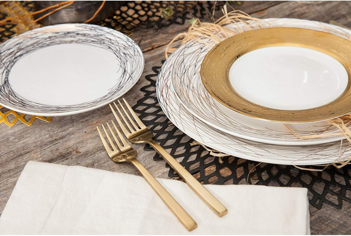 FORTESSA Arezzo 18/10 Stainless Steel Flatware, 20 Piece Place Setting With Table Knives, Forks and