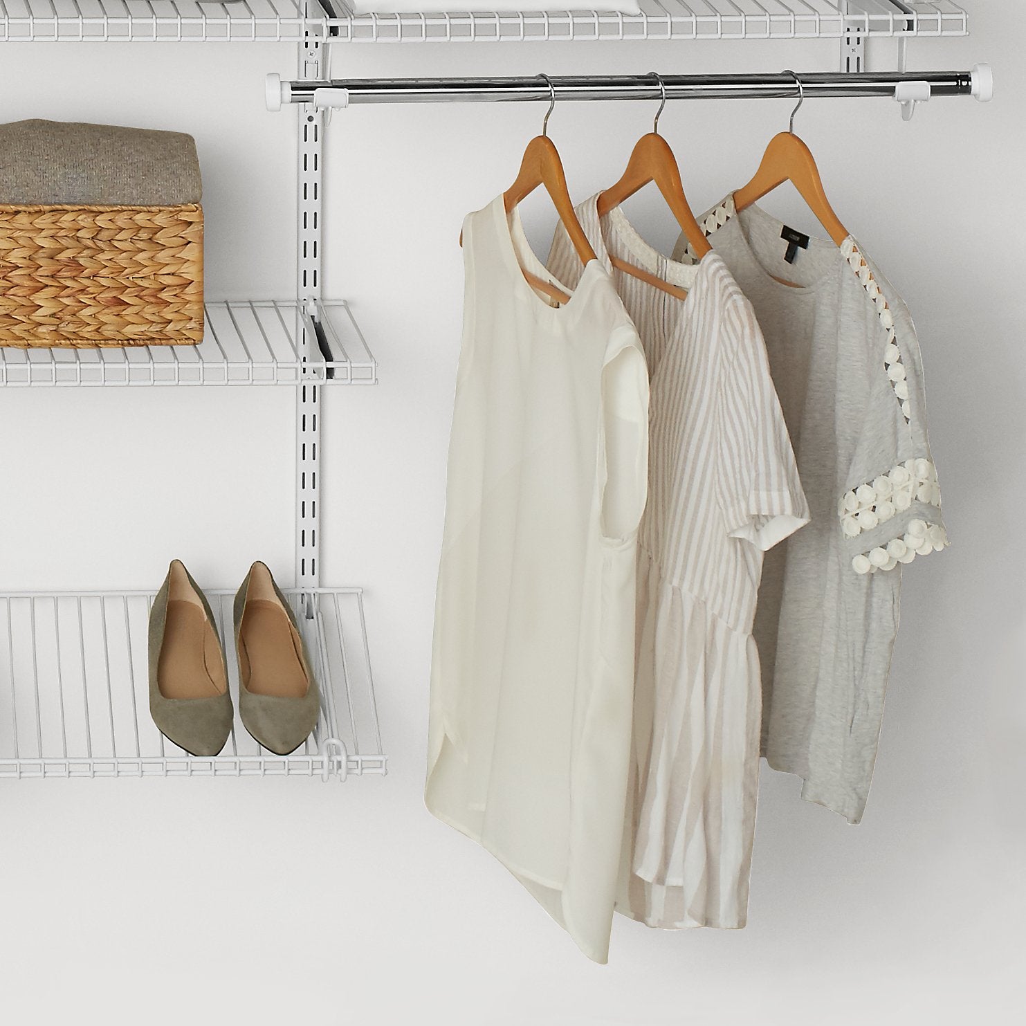 Rubbermaid Configurations Closet Shelves & Hanging Kit (2) 26" Shelves White Custom Pantry
