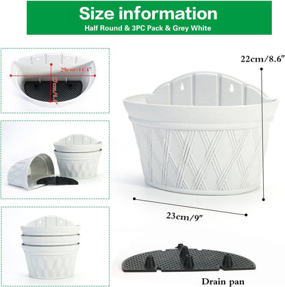 Sungmor Wall Hanging Planters,11.5 Inch Hanging Flower Pots for Railing Fence - Indoor Outdoor