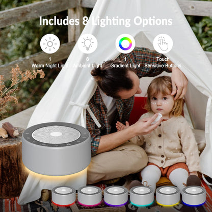 Nursery Lamp with Sound Machine, Mood Lighting, 7 Colors Night Light, 30 Soothing Sounds, White
