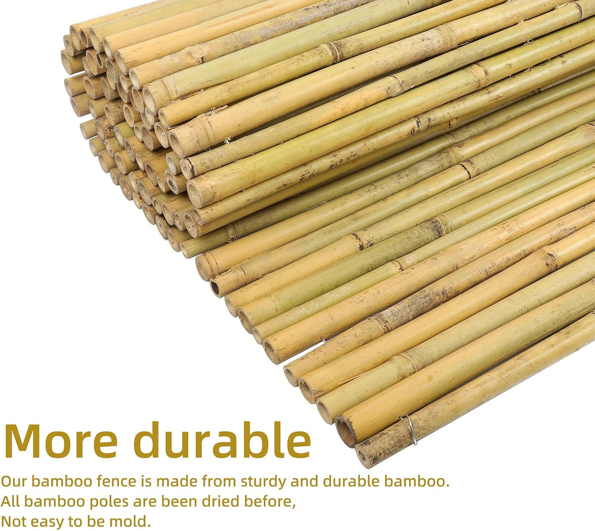 Natural Bamboo Fence, 6 feet x 8 feet Bamboo Fencing Screen for Garden, Rolled Privacy Fence Screen