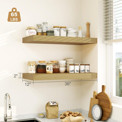 12" Deep Oak Floating Shelves,Over Toilet Long Wall Mounted Modern Farmhouse 36 inches,Wall Shelves