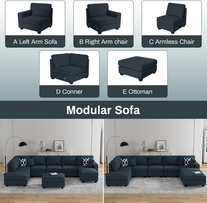 L Lengend Vansen Modular Sectional Sofa U Shaped Couch with Ottoman Modern Reversible Corner