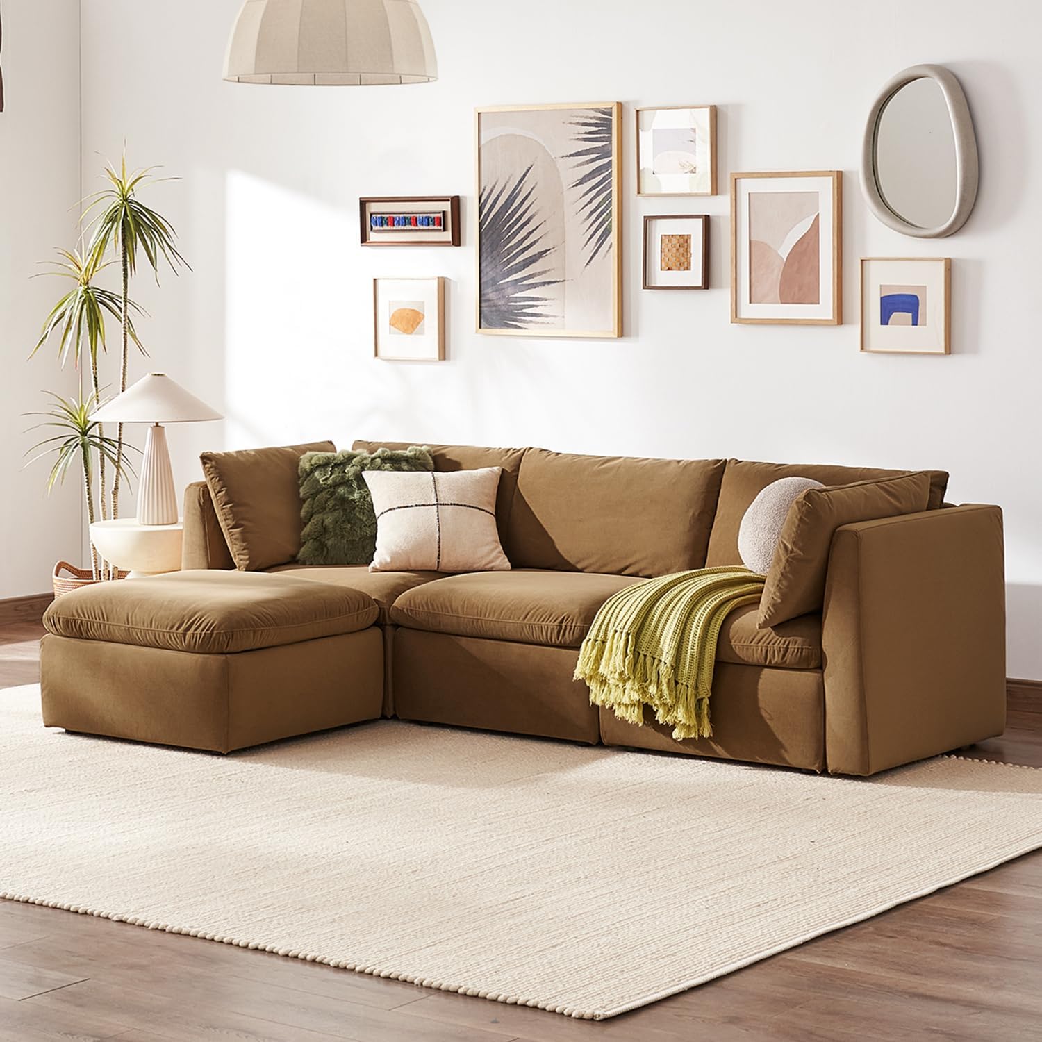 mopio Oversized Modular Sectional Sofa with Fully Removable Covers and Storage, Convertible U