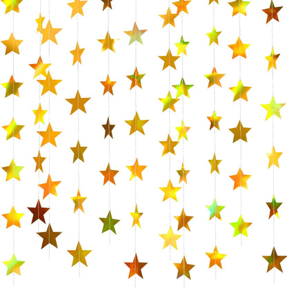 Patelai Glitter Star Garland Banner Decor 130 Feet Star Hanging Bunting Banner Twinkle Backdrop for