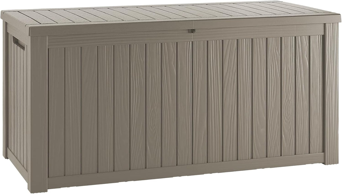 200 Gallon Resin Deck Box, Waterproof Outdoor Storage Bin for Patio Furniture, Pool Accessories