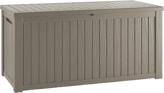 200 Gallon Outdoor Storage Box Waterproof Lockable Resin Deck Box Large, Patio Storage Bin for Pool