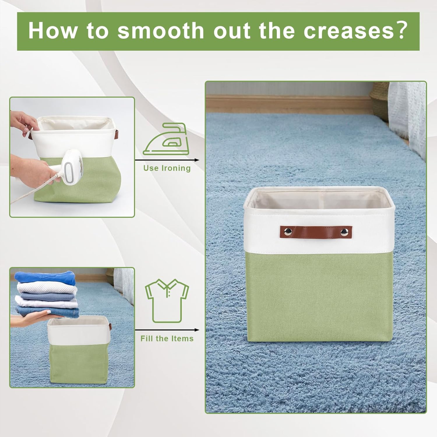 Collapsible Fabric Storage Cubes 11x11 Cube Storage Bins, 4 Pack Closet Baskets Box with Handles