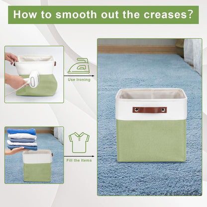 Collapsible Fabric Storage Cubes 11x11 Cube Storage Bins, 4 Pack Closet Baskets Box with Handles