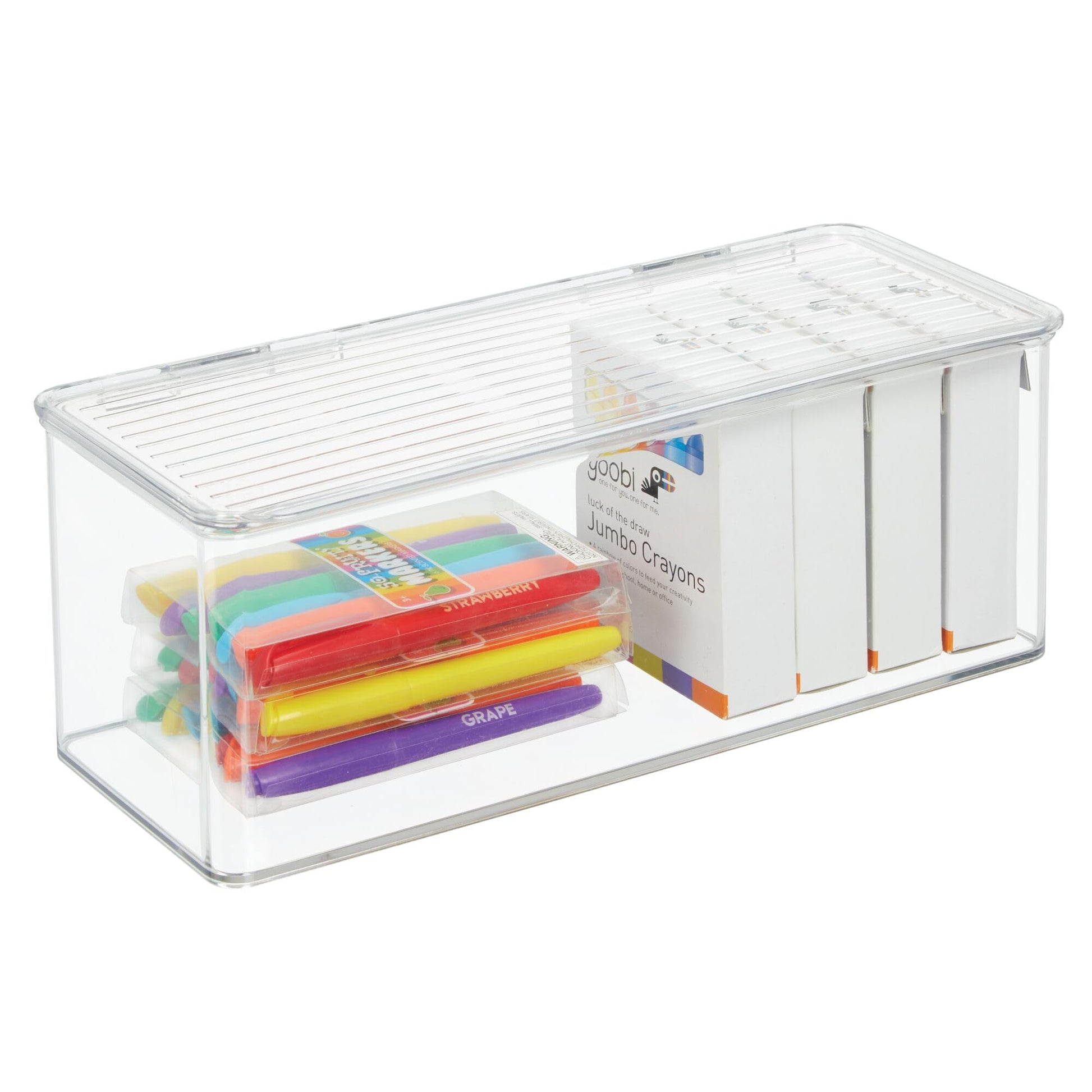 iDesign Plastic Stackable Hinged-Lid Storage Box, Set of 6, Clear